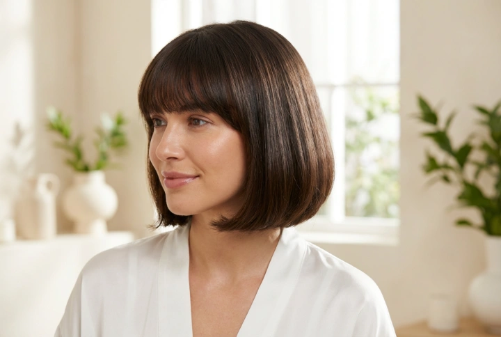 Bob z grzywką: jak modelować i unieść pasma bez puszenia