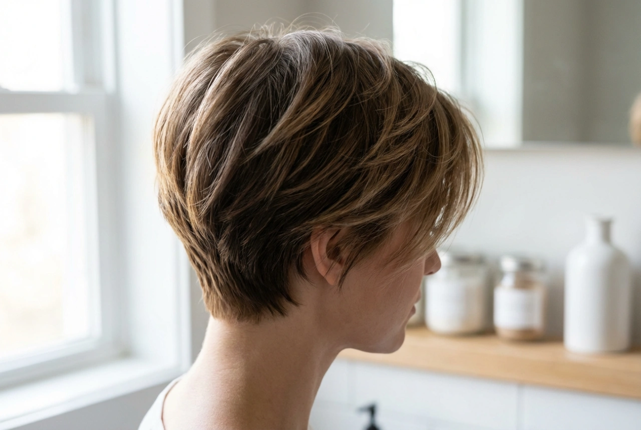 Fajna krótka fryzura: objętość u nasady, tekstura i wykończenie