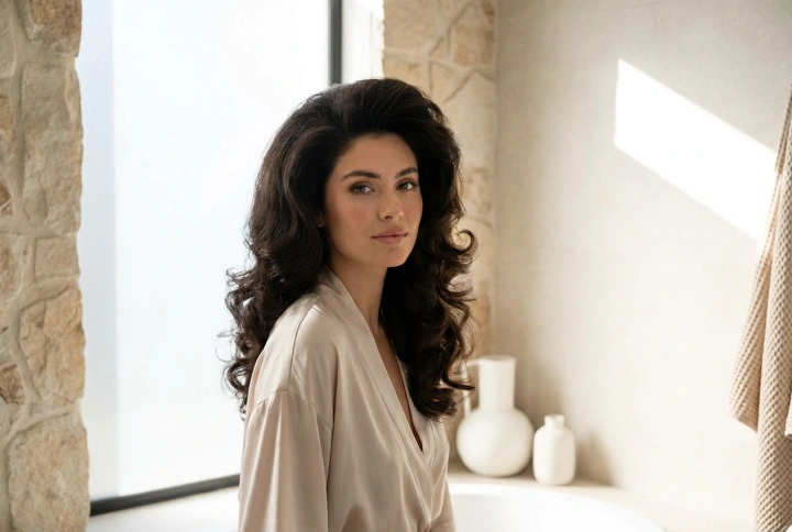 Fryzury lata 80 długie włosy: duża objętość, loki i tapirowanie