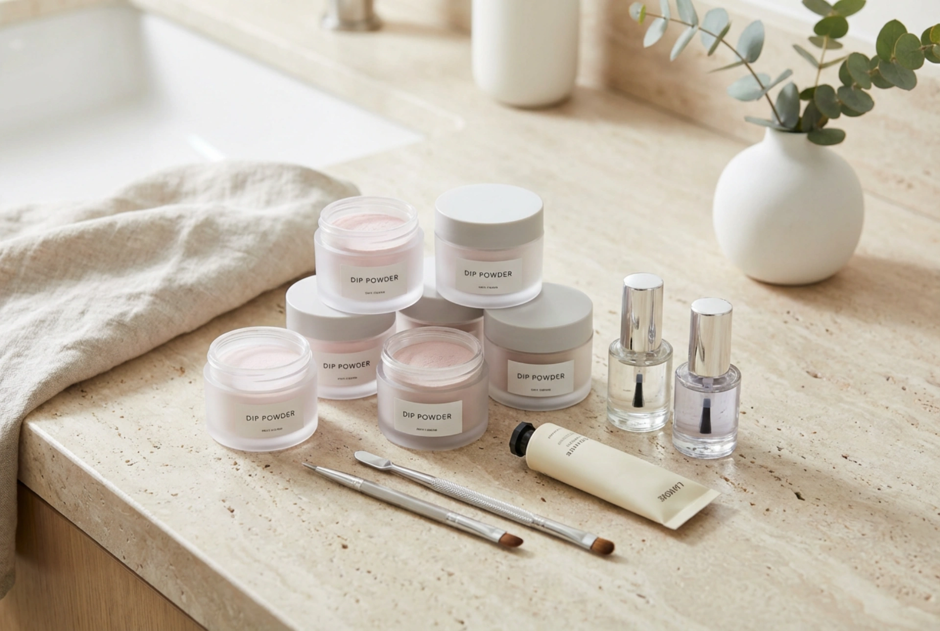 Zestaw do manicure tytanowego: zawartość, aplikacja dip powder i domowa pielęgnacja