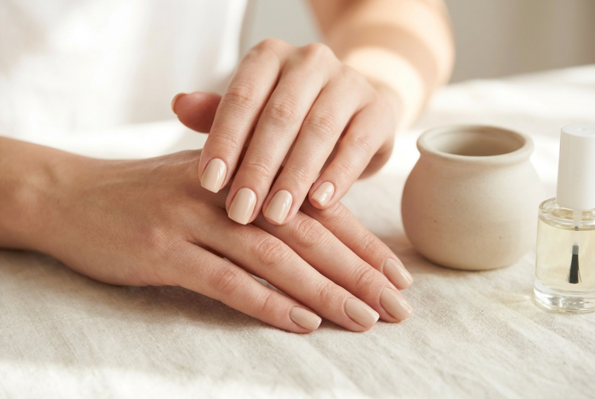Beżowe paznokcie hybrydowe bez smug: dobór odcienia, krycie, wykończenie