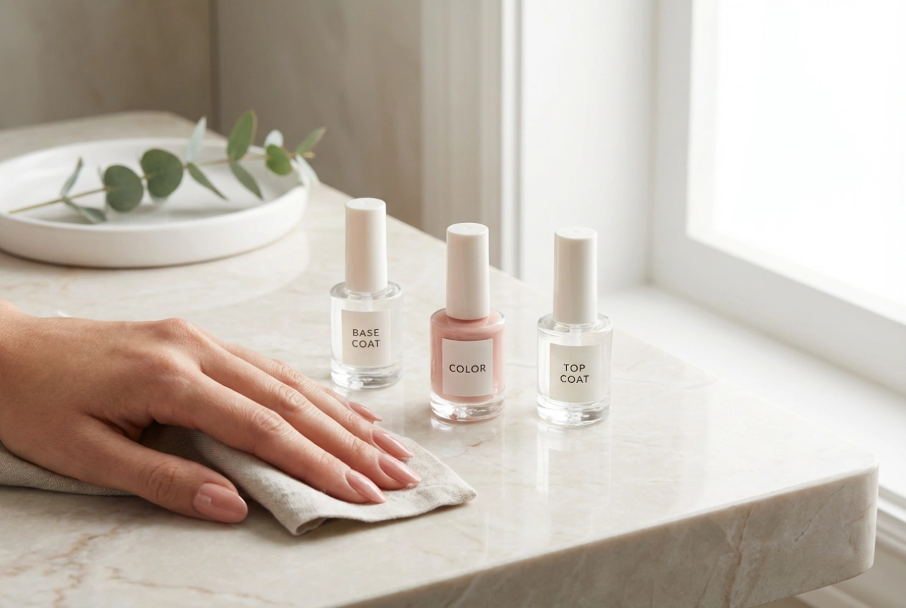 Manicure hybrydowy krok po kroku: przygotowanie płytki, baza, kolor, top