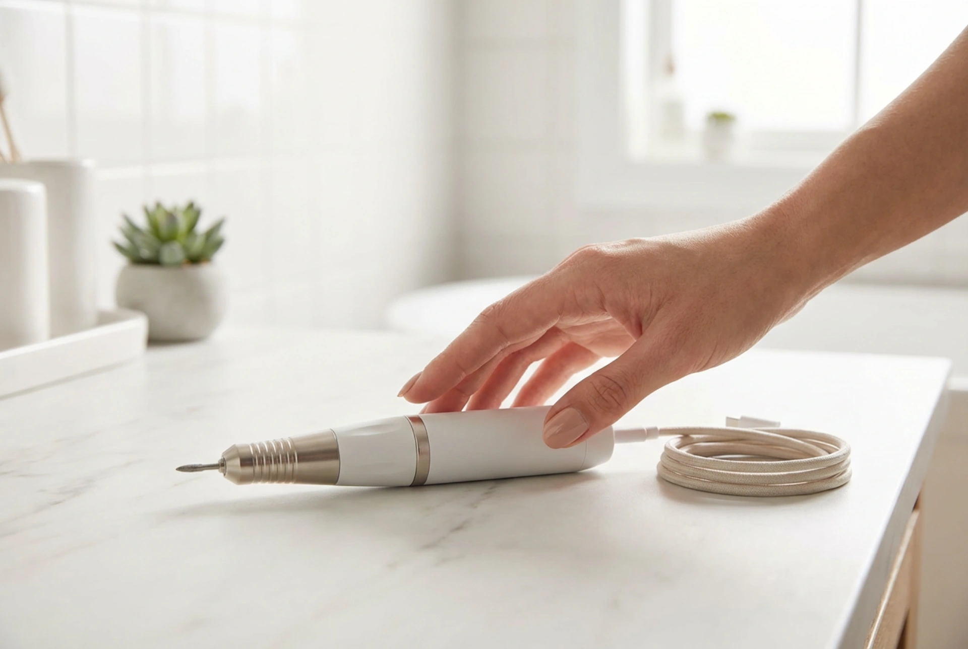 Bezprzewodowa frezarka do paznokci: komfort pracy, ładowanie, higiena