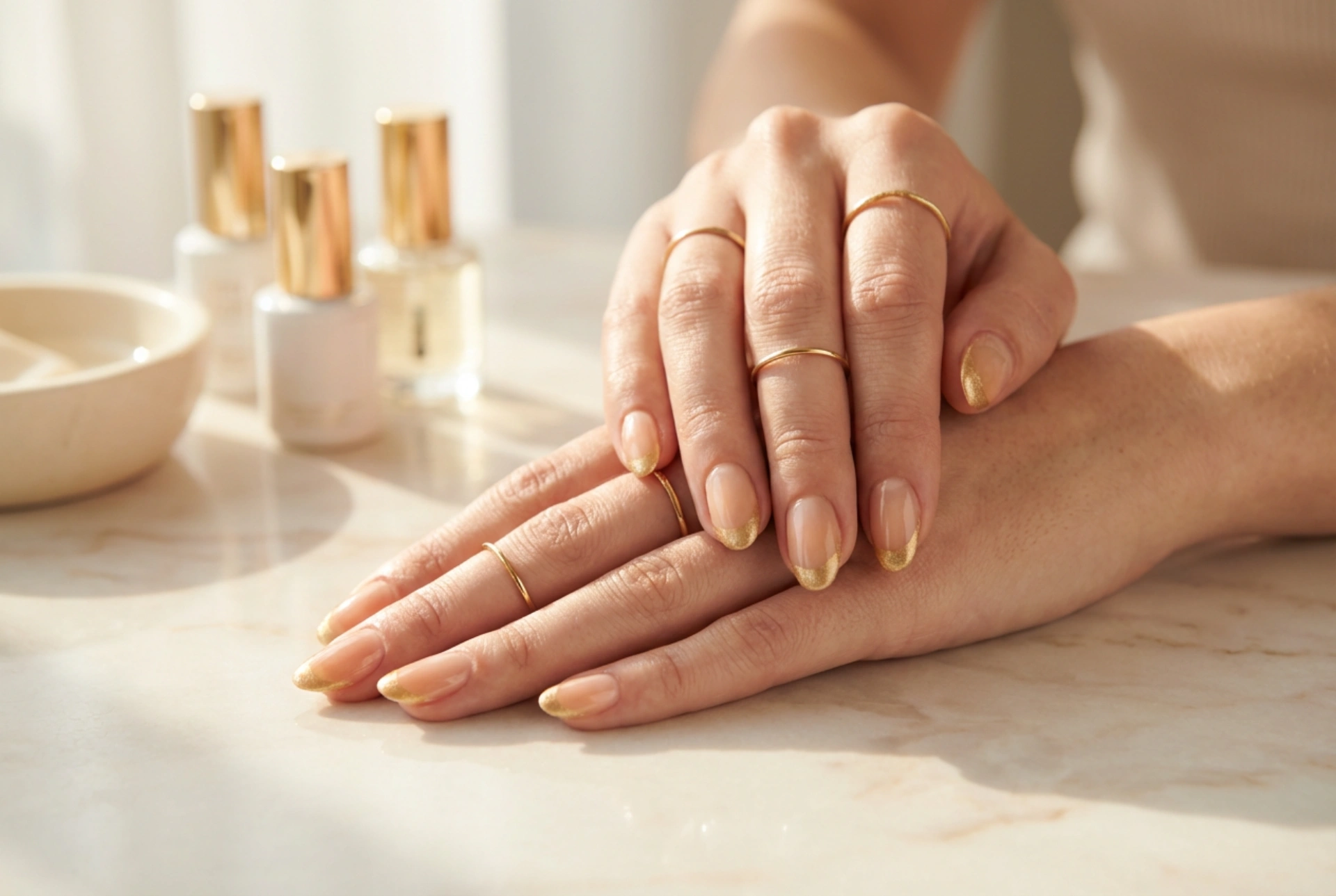 Złoty french manicure krok po kroku: perfekcyjna linia i połysk