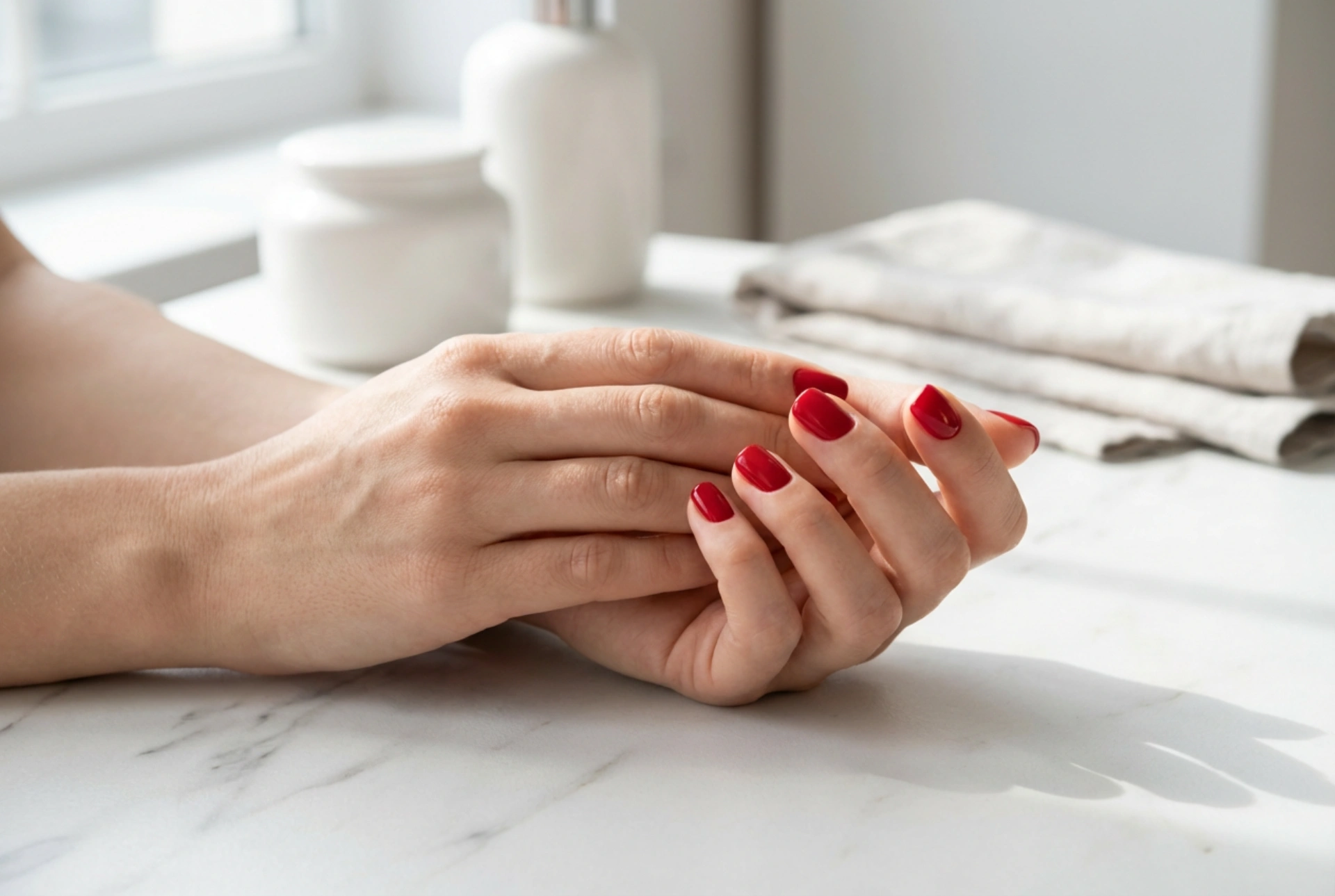 Czerwone paznokcie na krótkiej płytce: triki na optyczne wysmuklenie