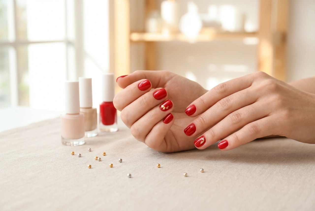 Paznokcie czerwone z dodatkami: które akcenty wybrać i jak je aplikować