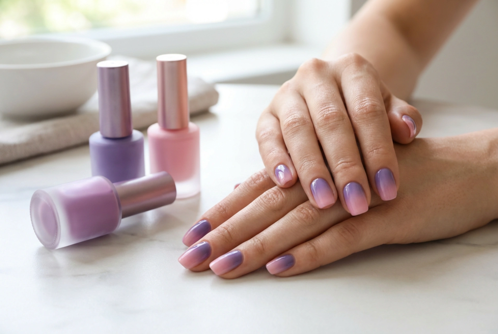 Paznokcie fioletowo-różowe: jak uzyskać gładkie ombre i spójne akcenty