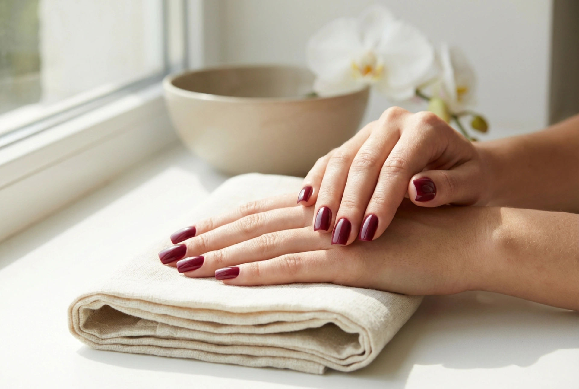 Paznokcie kwadratowe bordowe: jak opiłować kształt i malować bez zalewania