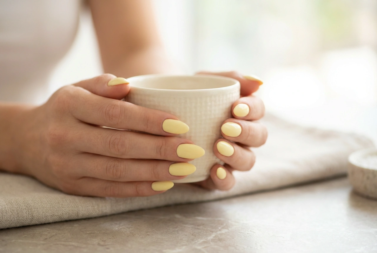 Pastelowe żółte paznokcie: delikatny manicure na co dzień