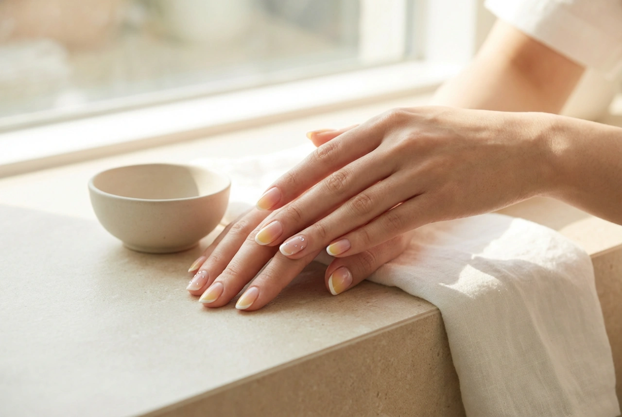 Żółto-różowe paznokcie: ombre, french i akcenty zdobnicze