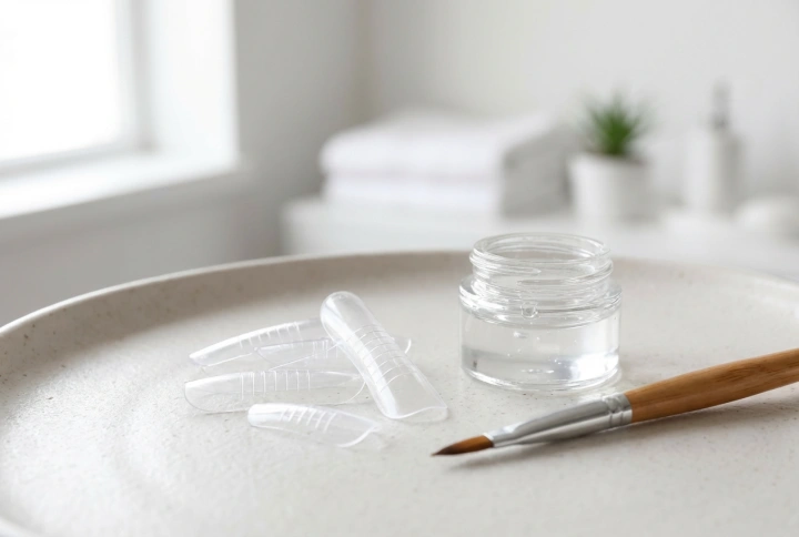 Plastikowe formy do paznokci (górne): dopasowanie, budowa żelem i zdjęcie