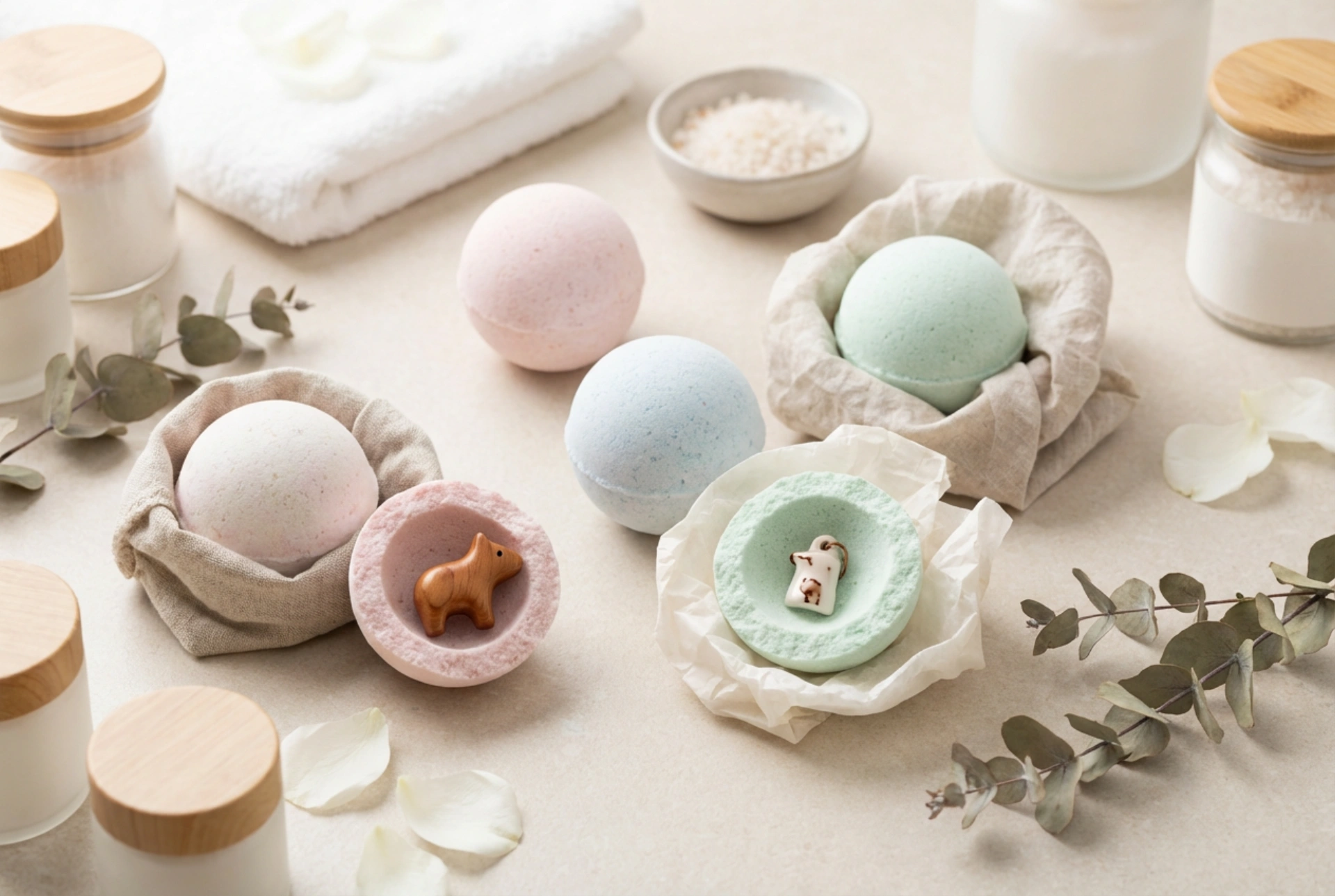 Kule do kąpieli z zabawką: schowanie niespodzianki i pakowanie