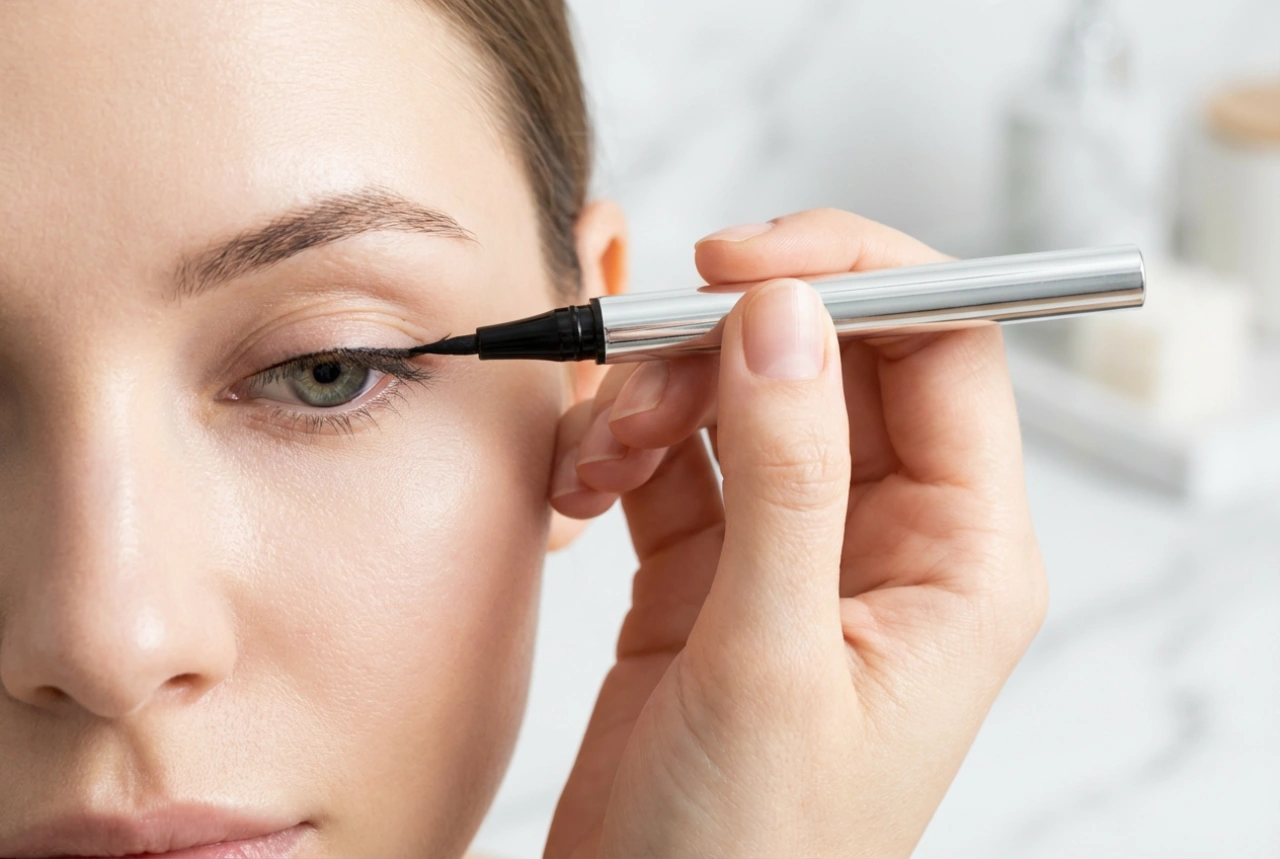 Wodoodporny eyeliner na powiece opadającej: rysowanie i utrwalenie